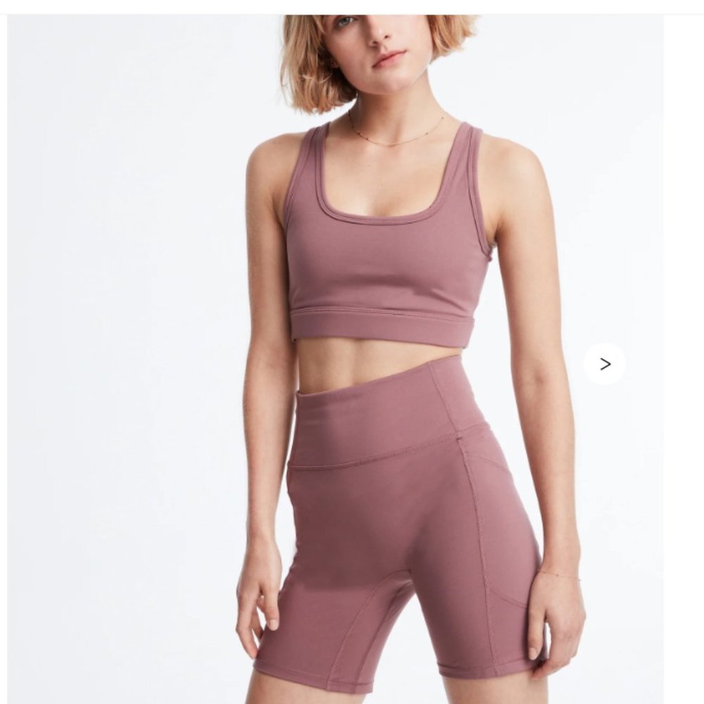 Le Ore Bari Twist Back Bra + Lucca Stretch Shorts Warm Earth | Size M